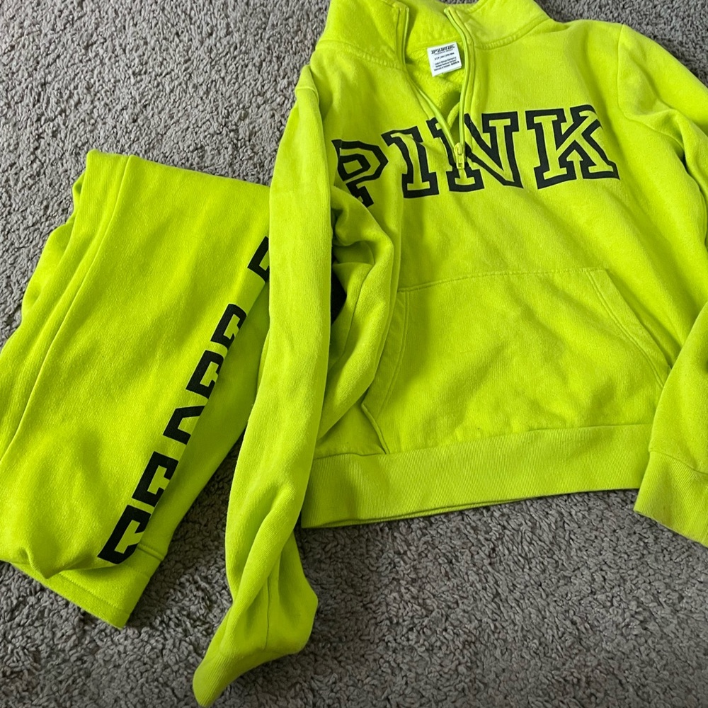 Neon Yellow Hoodie and Sweatpants Set